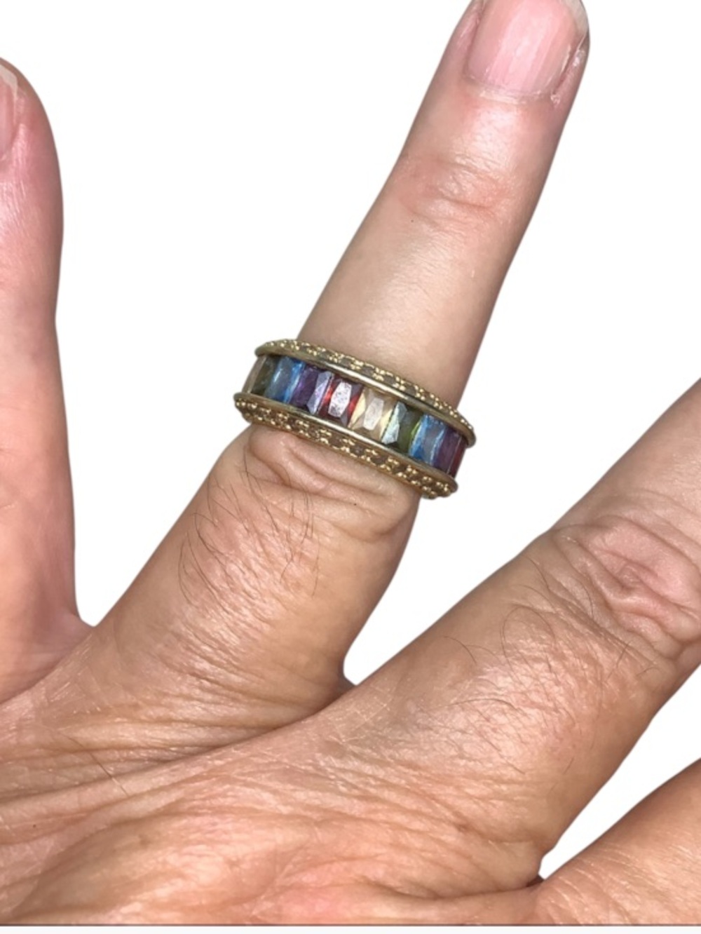 Premier Designs Gold Tone Multicolor Gem Eternity Band Ring